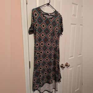 LuLaRoe High Low Carly L Multicolor Diamond Pattern Dress
